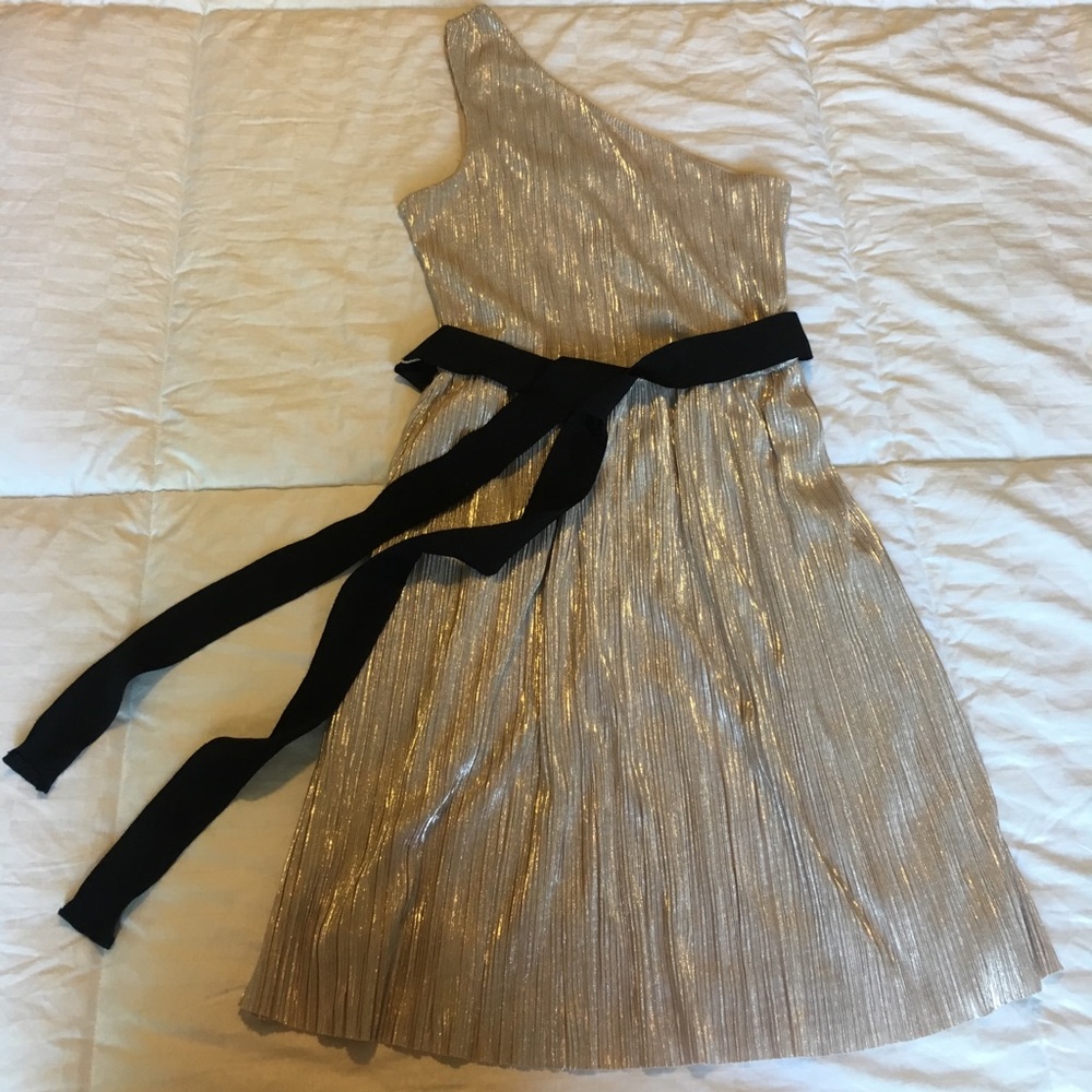 Metallic One Shoulder Dress - Express